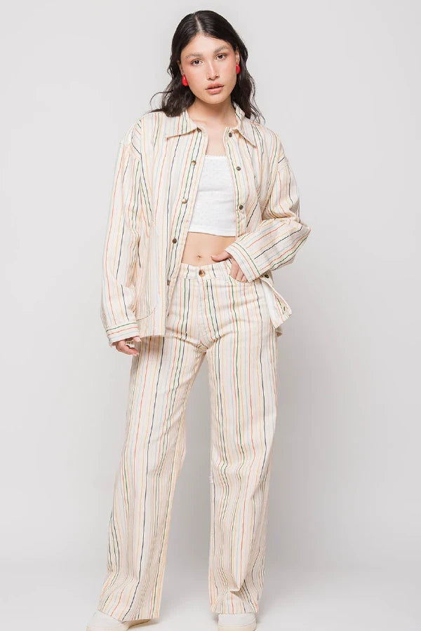 Pantalon à rayures multiples Apple Ivory