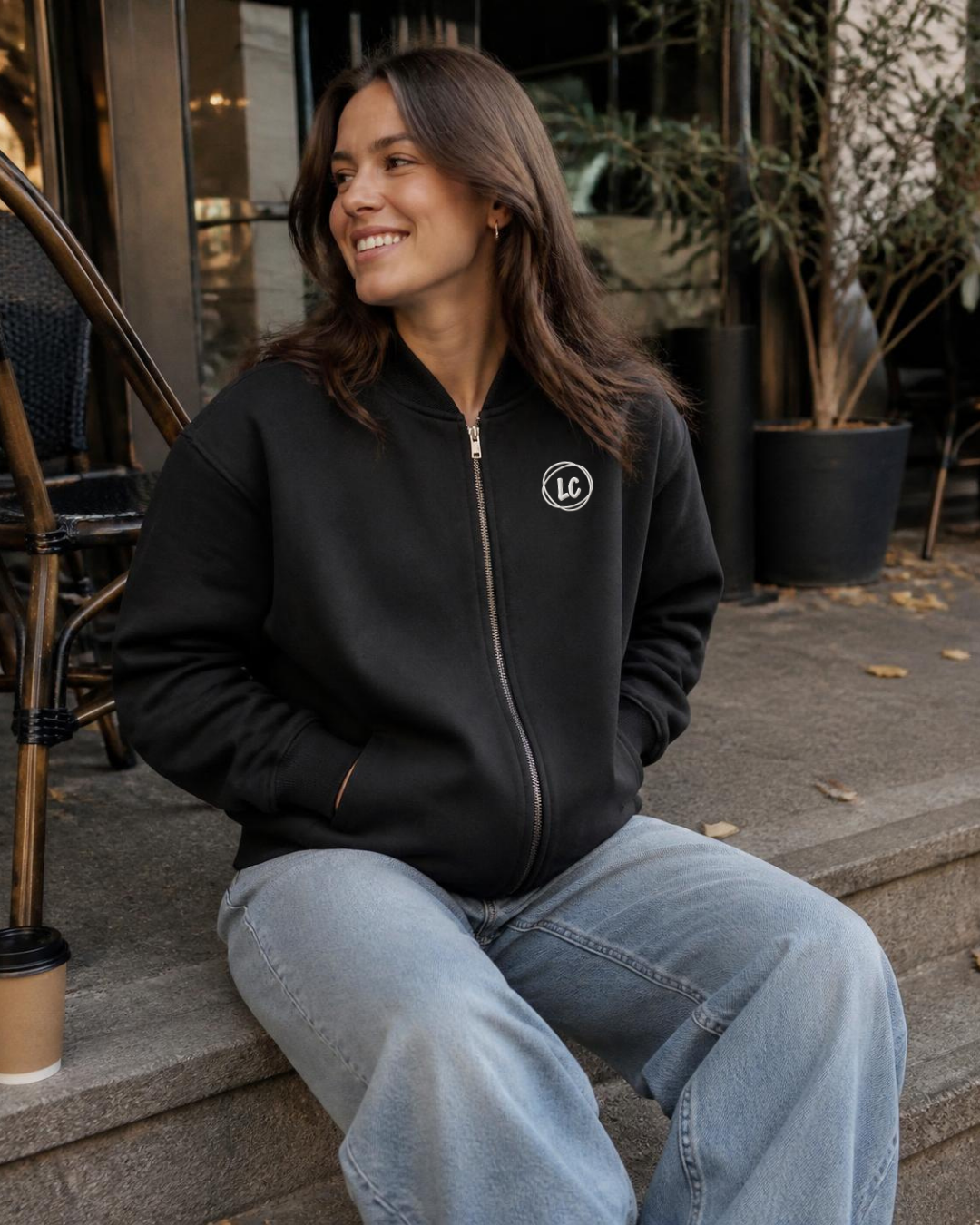 Bomber molletonné LC Noir porté femme