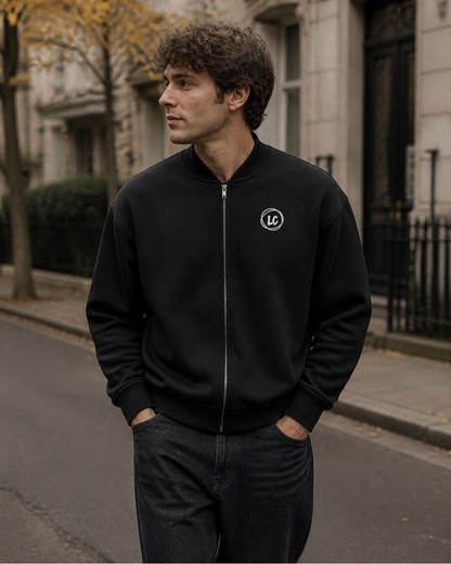 Bomber molletonné LC Noir porté homme