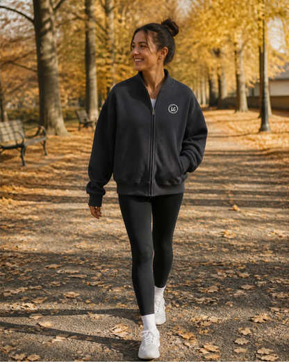 Bomber molletonné LC Gris Anthracite porté femme