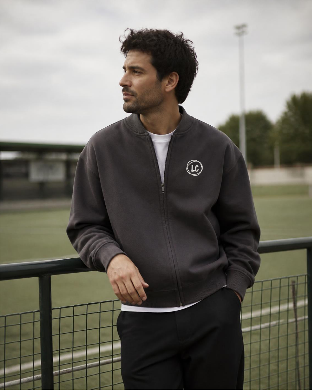 Bomber molletonné LC Gris Anthracite porté homme