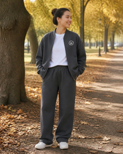 Bomber molletonné LC Gris Anthracite ouvert avec jogging