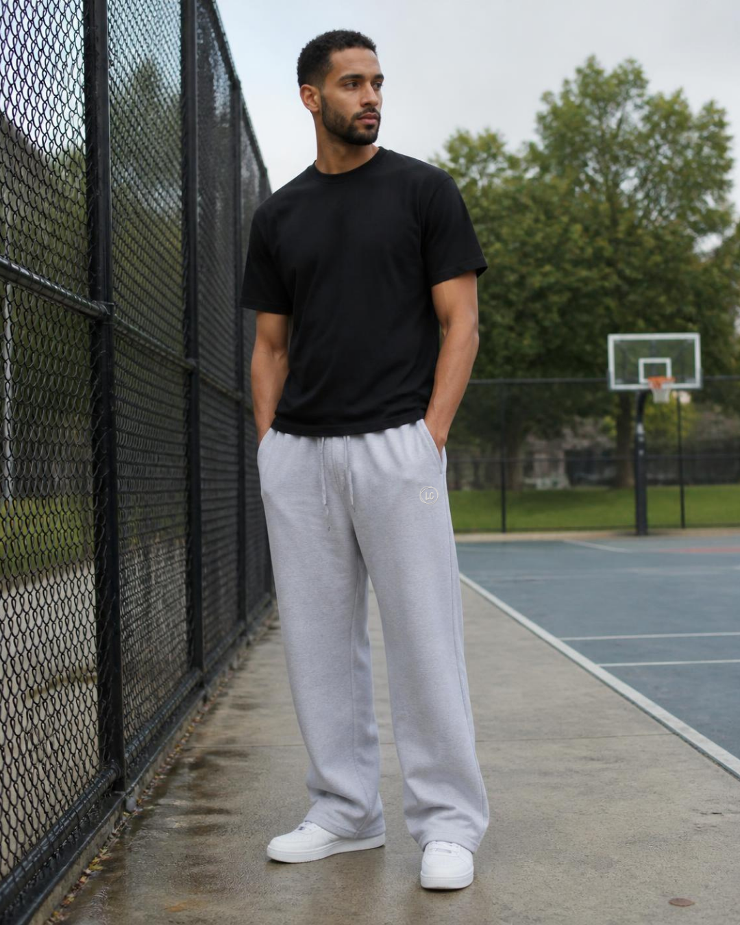 Jogging large LC Gris Chiné porté homme