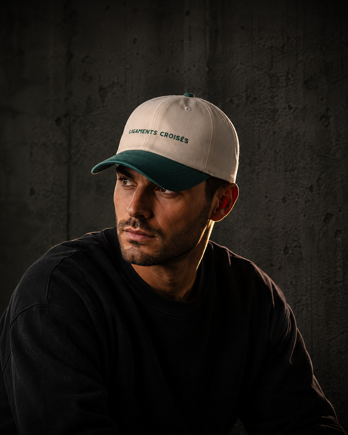 Casquette Vintage - Ecru Vert bouteille - Logo lettres - Porte