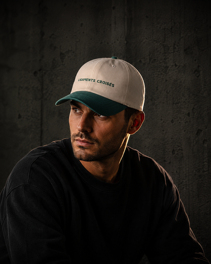 Casquette Vintage - Ecru Vert bouteille - Logo lettres - Porte