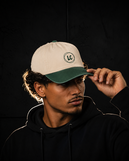 Casquette Vintage - Ecru Vert bouteille - Logo rond - Porte