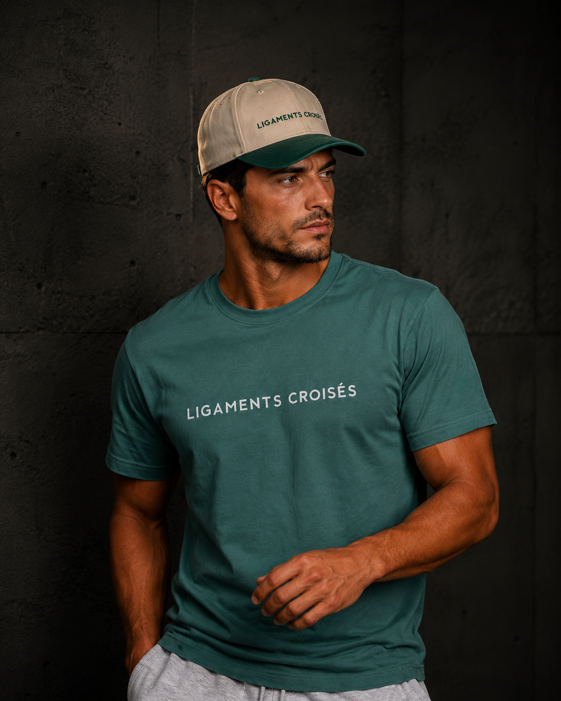 Casquette Vintage - Ecru Vert bouteille - Logo lettres - Lifestyle