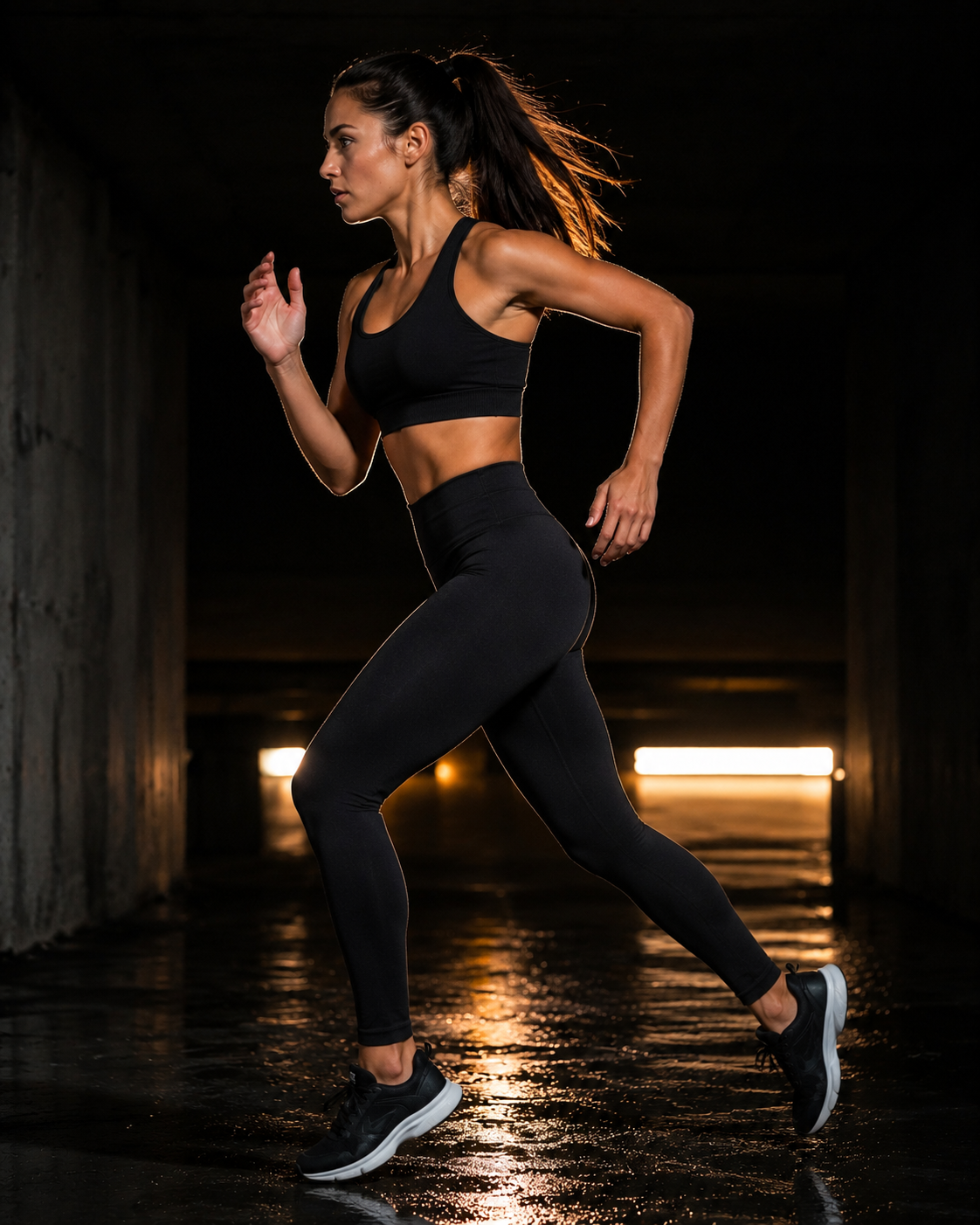 Legging flex - Noir - Profil